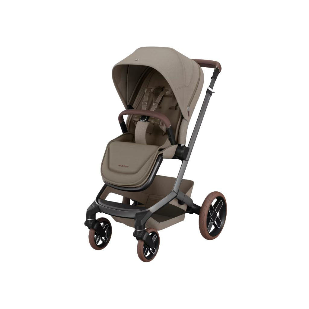 Maxi-Cosi Poussette Fame Twillic Truffle + Nacelle + Base FamilyFix Slide Pro + Coral Slide Pro Oak Truffle