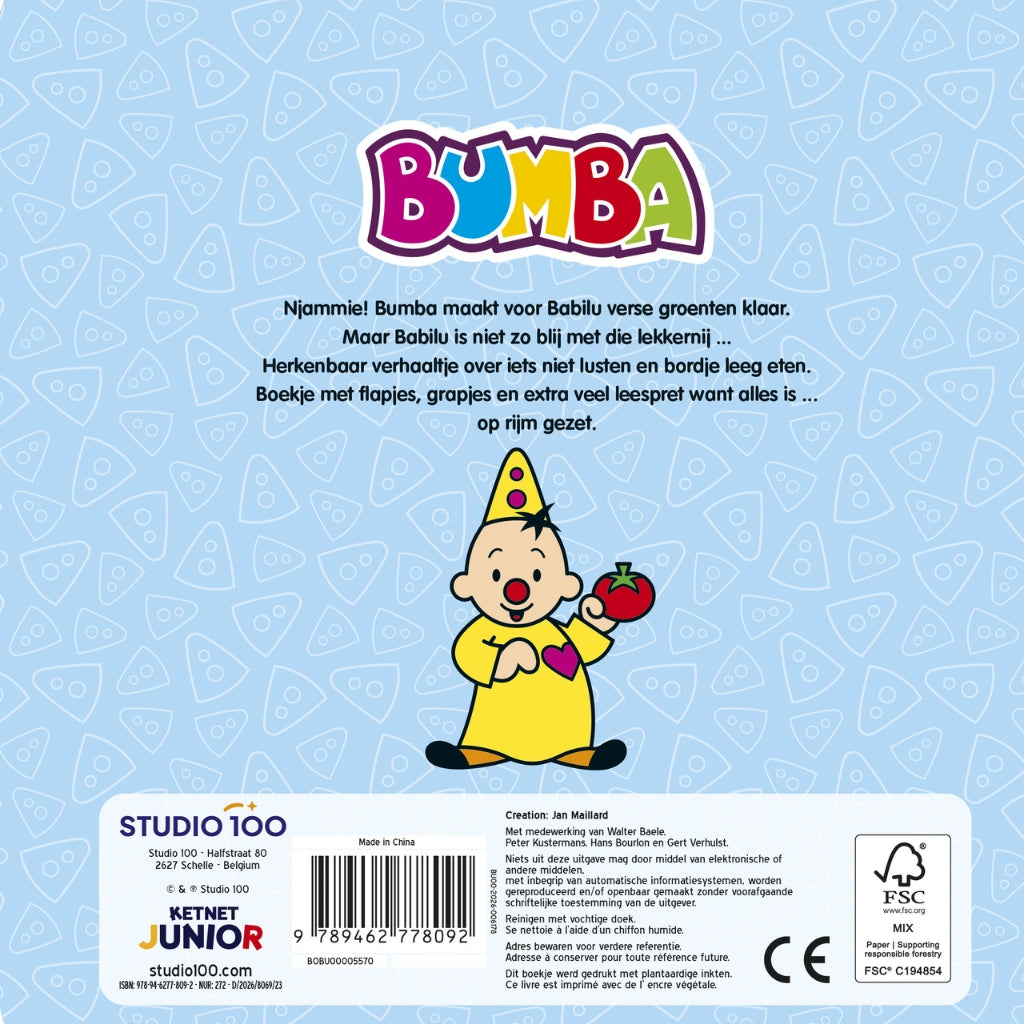 Bumba Kartonboek met Flapjes Roze – Op, op, ik eet mijn groenten op