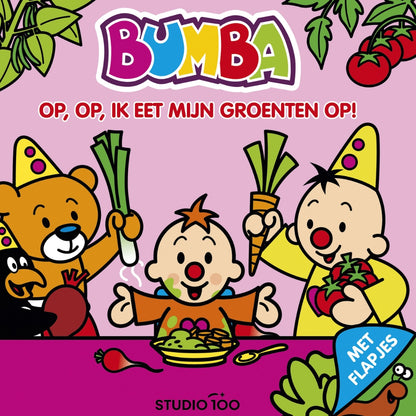 Bumba Kartonboek met Flapjes Roze – Op, op, ik eet mijn groenten op