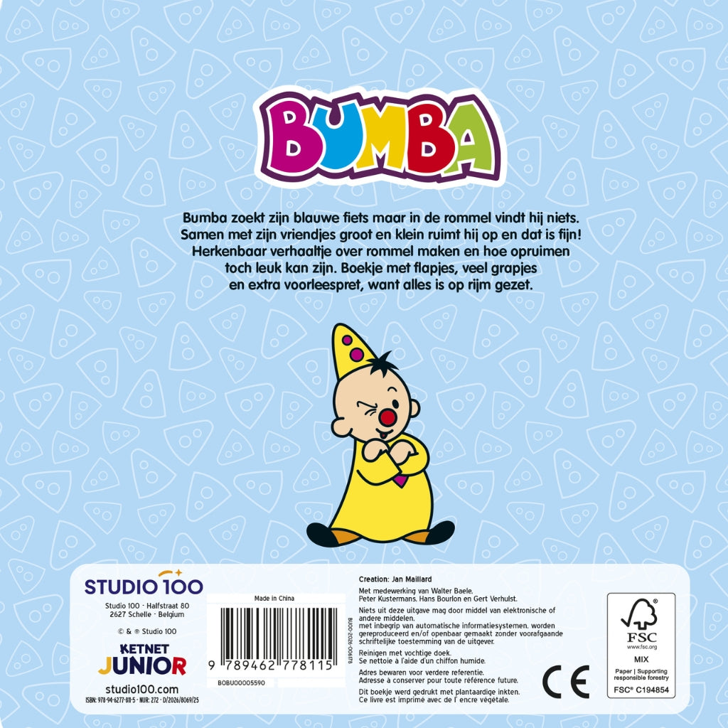 Bumba Kartonboek met Flapjes Blauw - Ik ruim op, dat is top