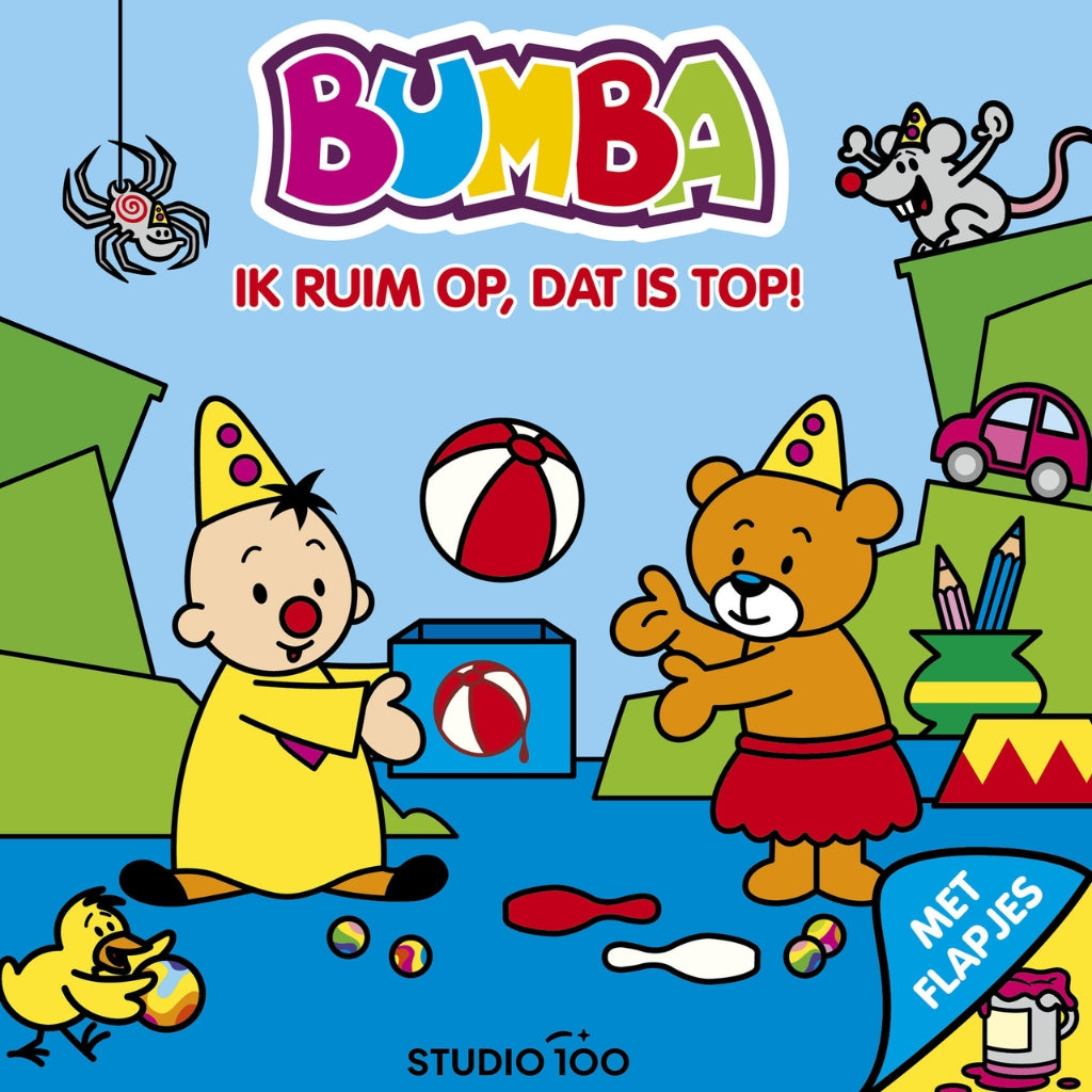 Bumba Kartonboek met Flapjes Blauw - Ik ruim op, dat is top