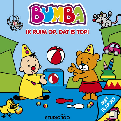 Bumba Kartonboek met Flapjes Blauw - Ik ruim op, dat is top