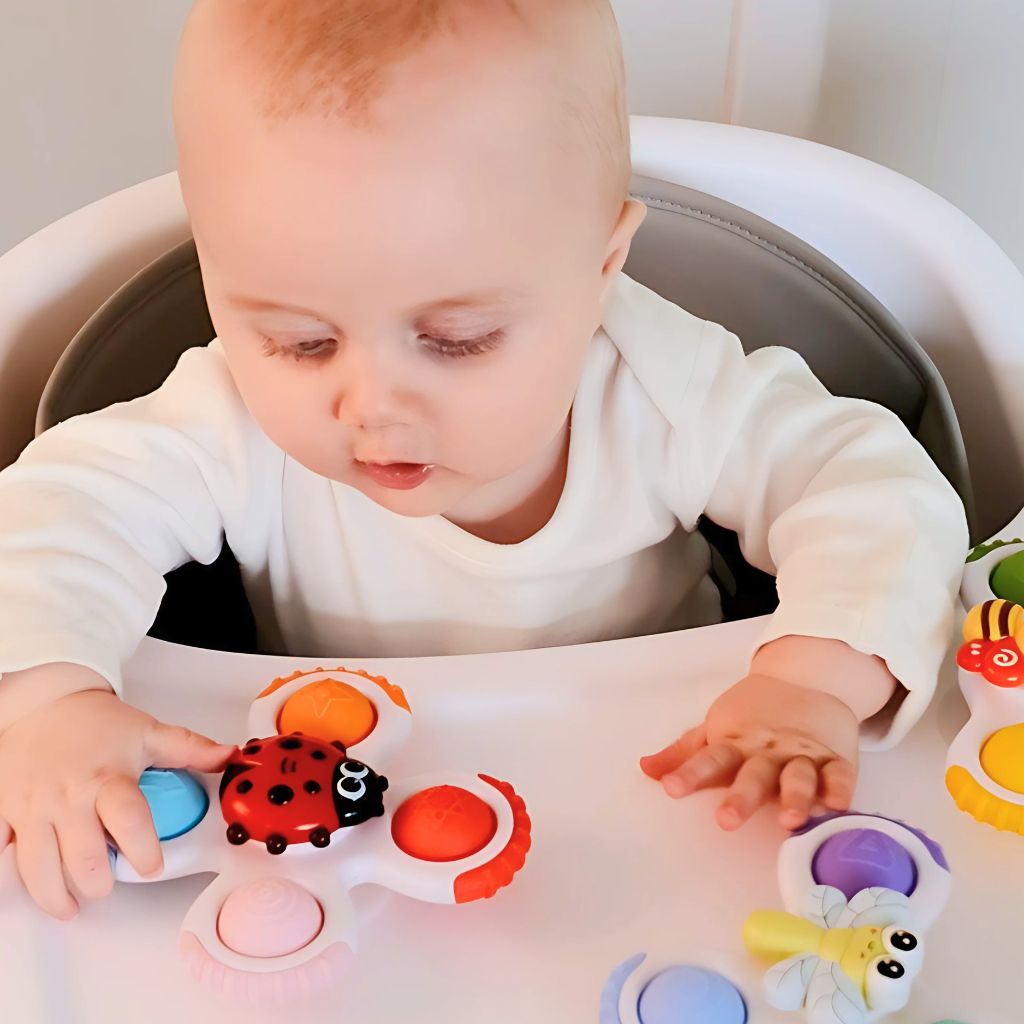 BoJungle Jouet d’activité avec ventouse Sticky Spinner Toys Buddies