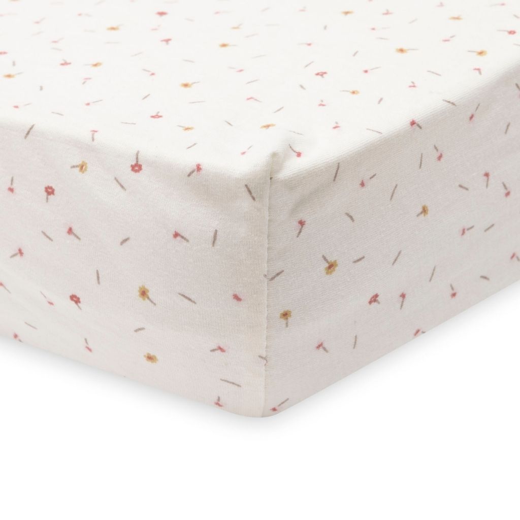 Jollein Hoeslaken Jersey Pretty Picnic Flower Drops Veelkleurig 60x120 cm