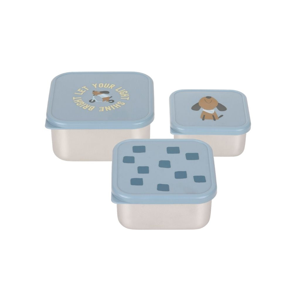 Lässig Boîte à Snacks  Pattern Party Blue – 3 Pièces
