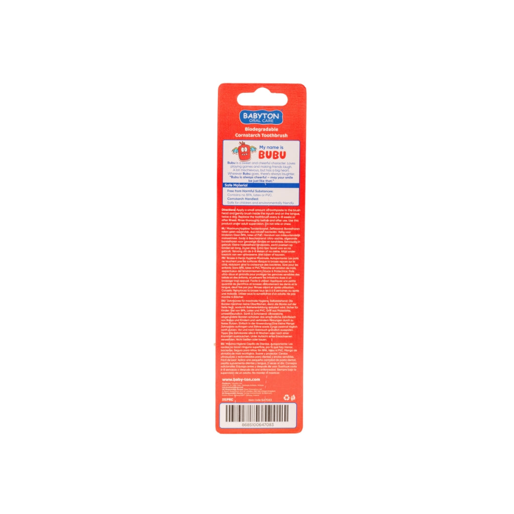 Babyton Bio Tandenborstel Rood Bubu