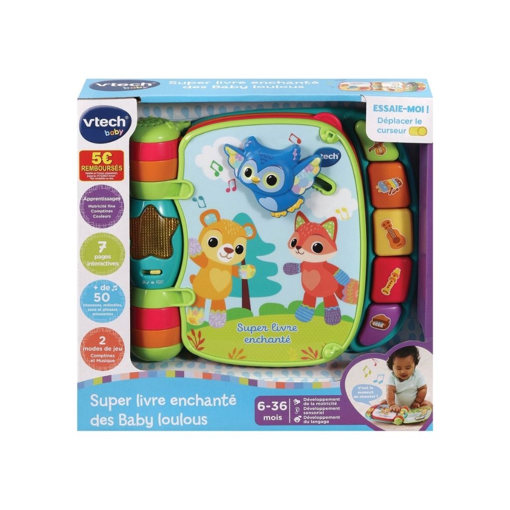 VTech  Super Livre Enchanté Des Bébés Loulous Bleu FR