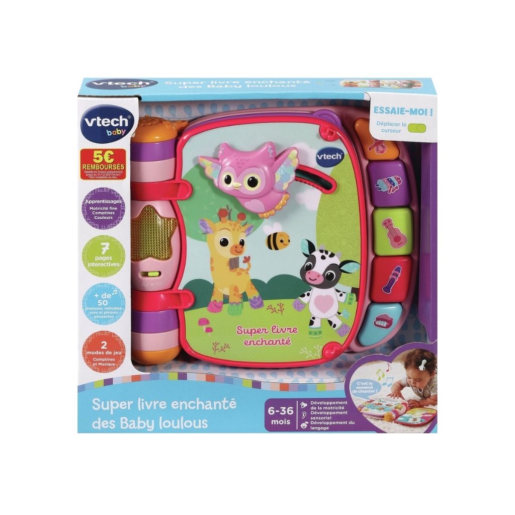 VTech  Super Livre Enchanté Des Bébés Loulous Rose FR