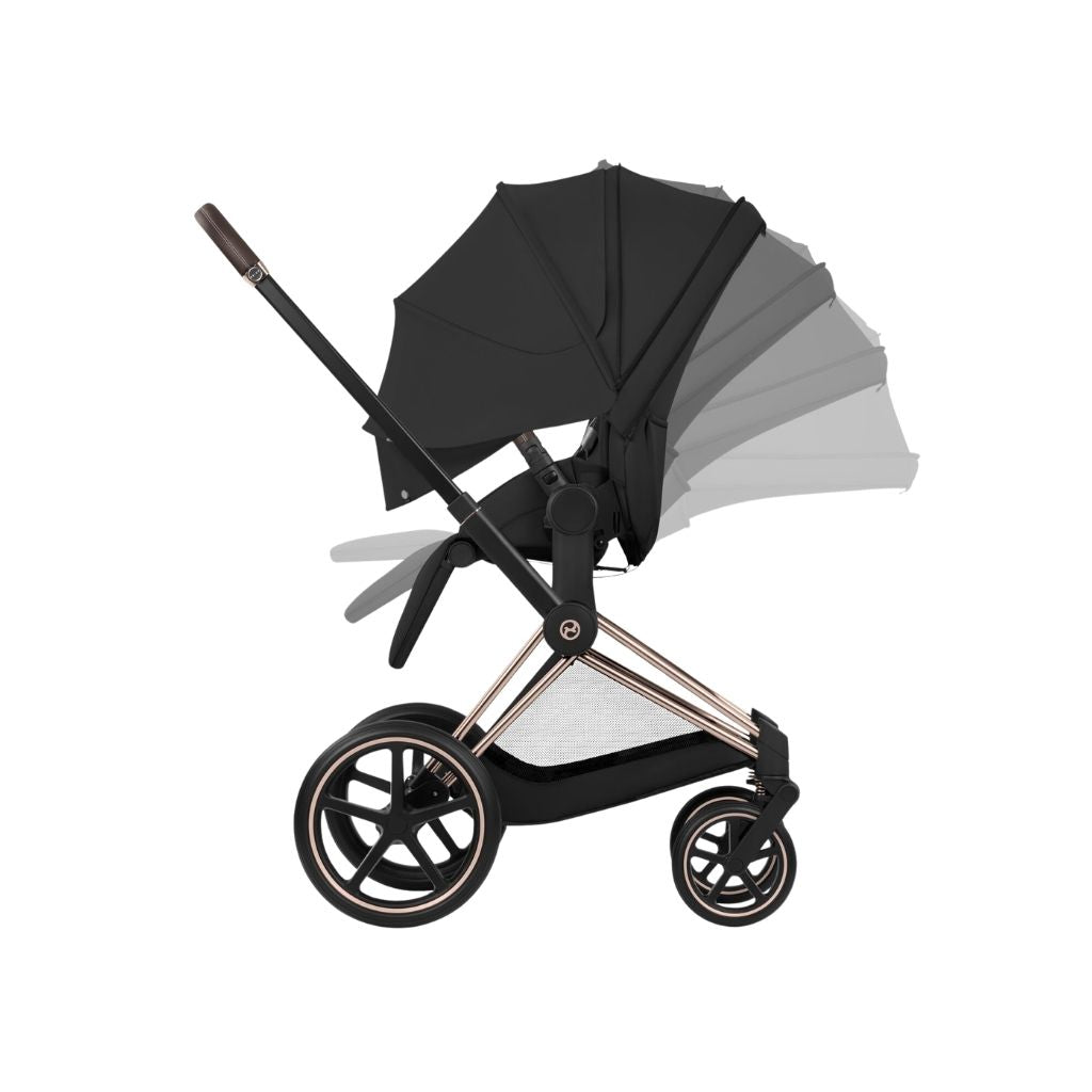 Cybex Pousette 2 en 1 Priam Sepia Black + Nacelle pliante Sepia Black (Châssis Rose Gold)