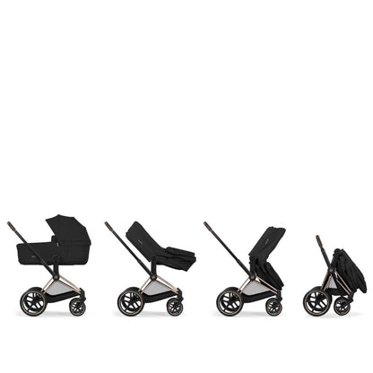 Cybex Pousette 2 en 1 Priam Sepia Black + Nacelle pliante Sepia Black (Châssis Rose Gold)