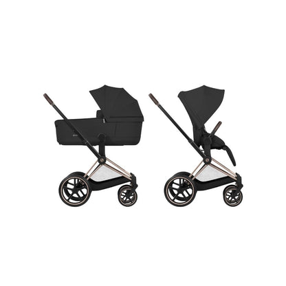 Cybex Pousette 2 en 1 Priam Sepia Black + Nacelle pliante Sepia Black (Châssis Rose Gold)