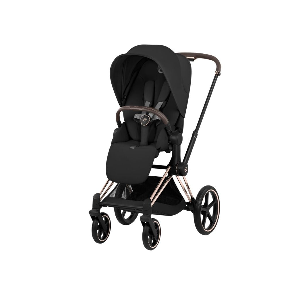 Cybex Pousette 2 en 1 Priam Sepia Black + Nacelle pliante Sepia Black (Châssis Rose Gold)