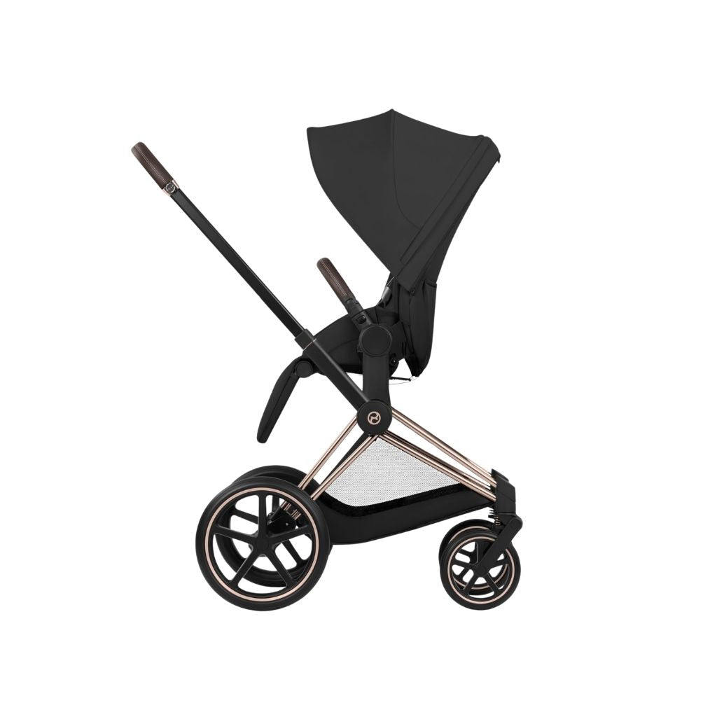 Cybex Pousette 2 en 1 Priam Sepia Black + Nacelle pliante Sepia Black (Châssis Rose Gold)
