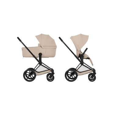 Cybex 2-in-1 Kinderwagen Priam Cozy Beige + Draagmand Cozy Beige (Onderstel Matt Black)