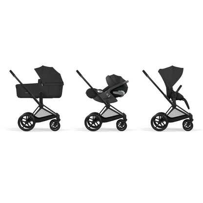 Cybex 2-in-1 Kinderwagen Priam Sepia Black + Draagmand Sepia Black (onderstel Matt Black)