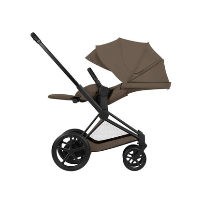 Cybex 2 en 1 Poussette e-PRIAM Coconut Brown + Nacelle Coconut Brown (Châssis Matt Black) 