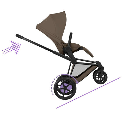 Cybex 2 en 1 Poussette e-PRIAM Coconut Brown + Nacelle Coconut Brown (Châssis Matt Black) 
