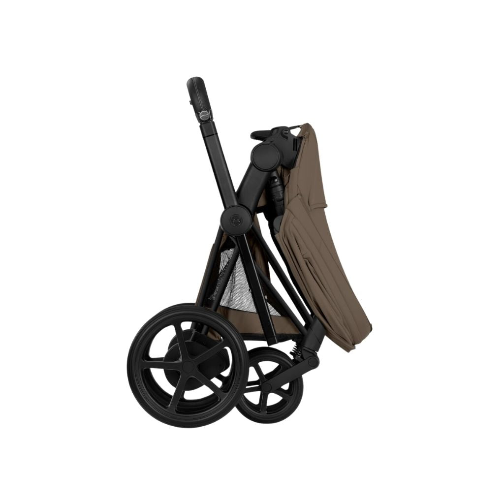Cybex 2 en 1 Poussette e-PRIAM Coconut Brown + Nacelle Coconut Brown (Châssis Matt Black) 