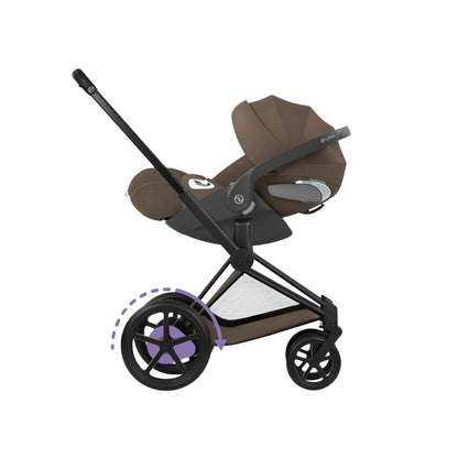 Cybex 2 en 1 Poussette e-PRIAM Coconut Brown + Nacelle Coconut Brown (Châssis Matt Black) 