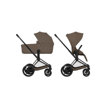 Cybex 2-in-1 Kinderwagen e-PRIAM Coconut Brown + Draagmand Coconut Brown (Onderstel Matt Balck)
