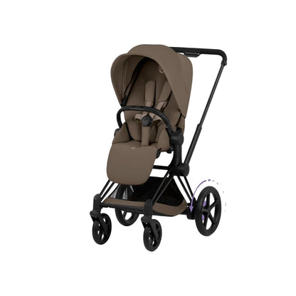 Cybex 2 en 1 Poussette e-PRIAM Coconut Brown + Nacelle Coconut Brown (Châssis Matt Black) 