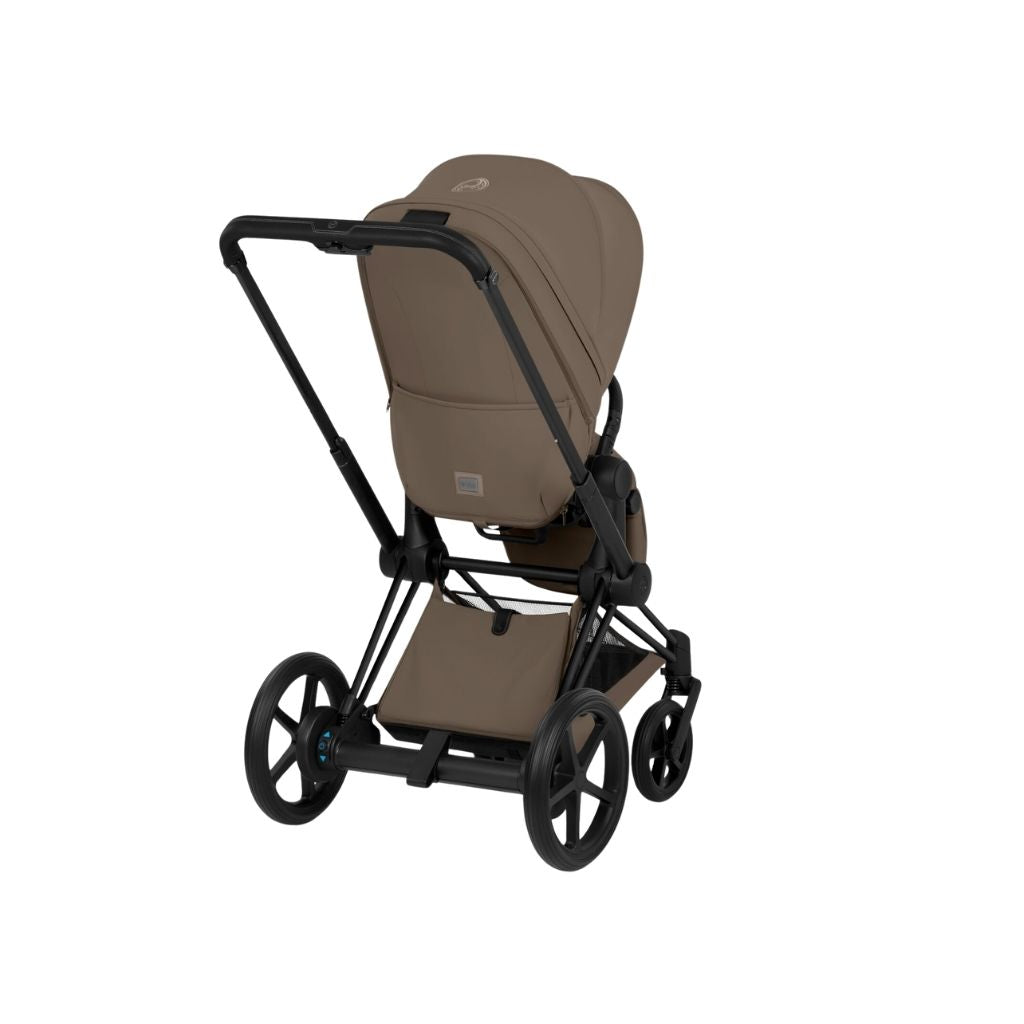 Cybex 2 en 1 Poussette e-PRIAM Coconut Brown + Nacelle Coconut Brown (Châssis Matt Black) 
