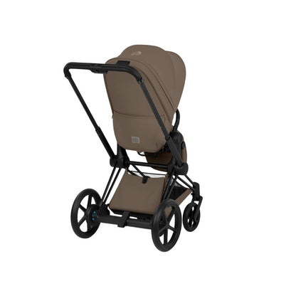 Cybex 2 en 1 Poussette e-PRIAM Coconut Brown + Nacelle Coconut Brown (Châssis Matt Black) 
