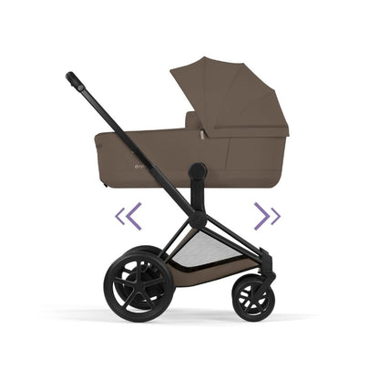 Cybex 2 en 1 Poussette e-PRIAM Coconut Brown + Nacelle Coconut Brown (Châssis Matt Black) 