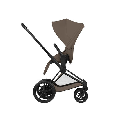 Cybex 2 en 1 Poussette e-PRIAM Coconut Brown + Nacelle Coconut Brown (Châssis Matt Black) 