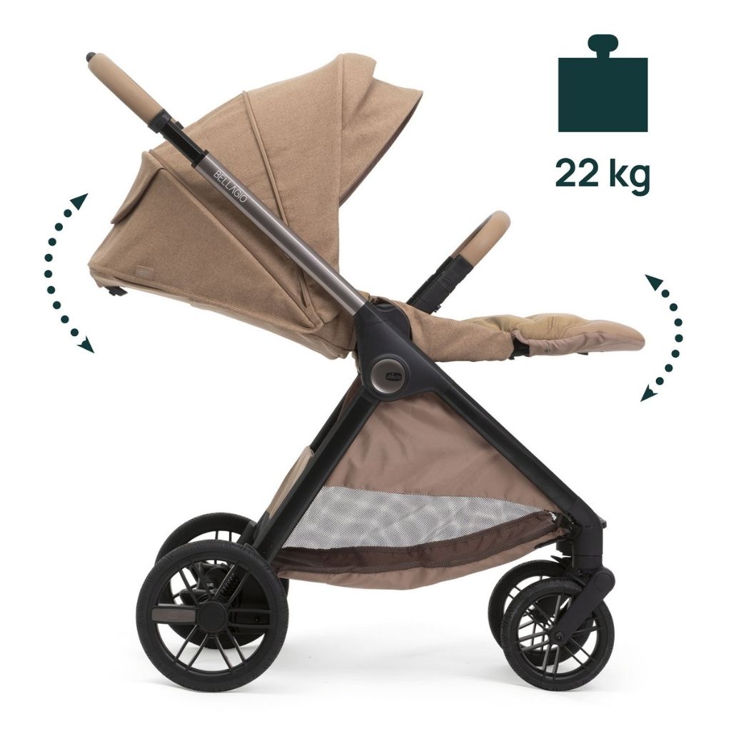 Chicco Poussette Bellagio 2 avec adaptateurs Caramel