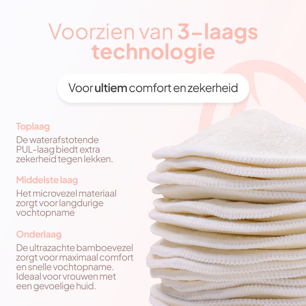 Mammie Wasbare Zoogcompressen Wit – 14 stuks