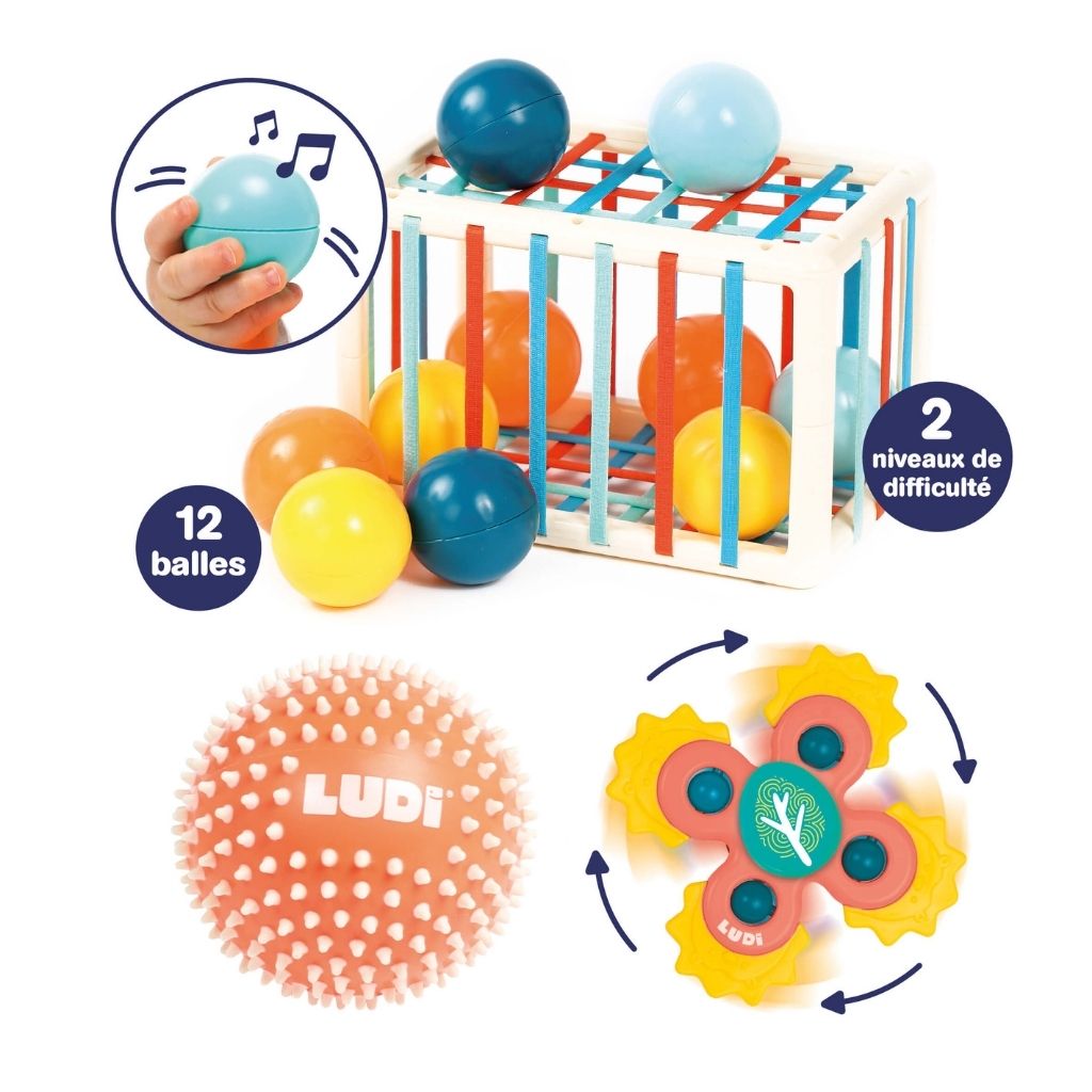 LUDI Cube d'activités multicolore – 12 pièces
