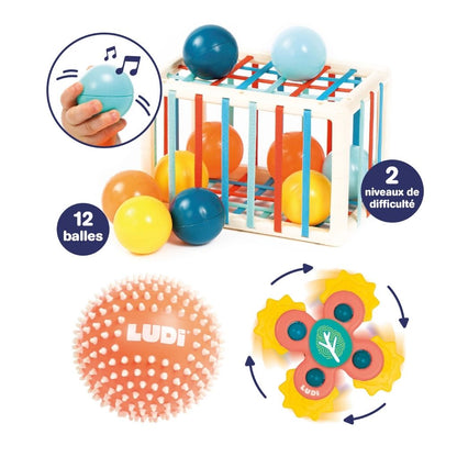 LUDI Cube d'activités multicolore – 12 pièces