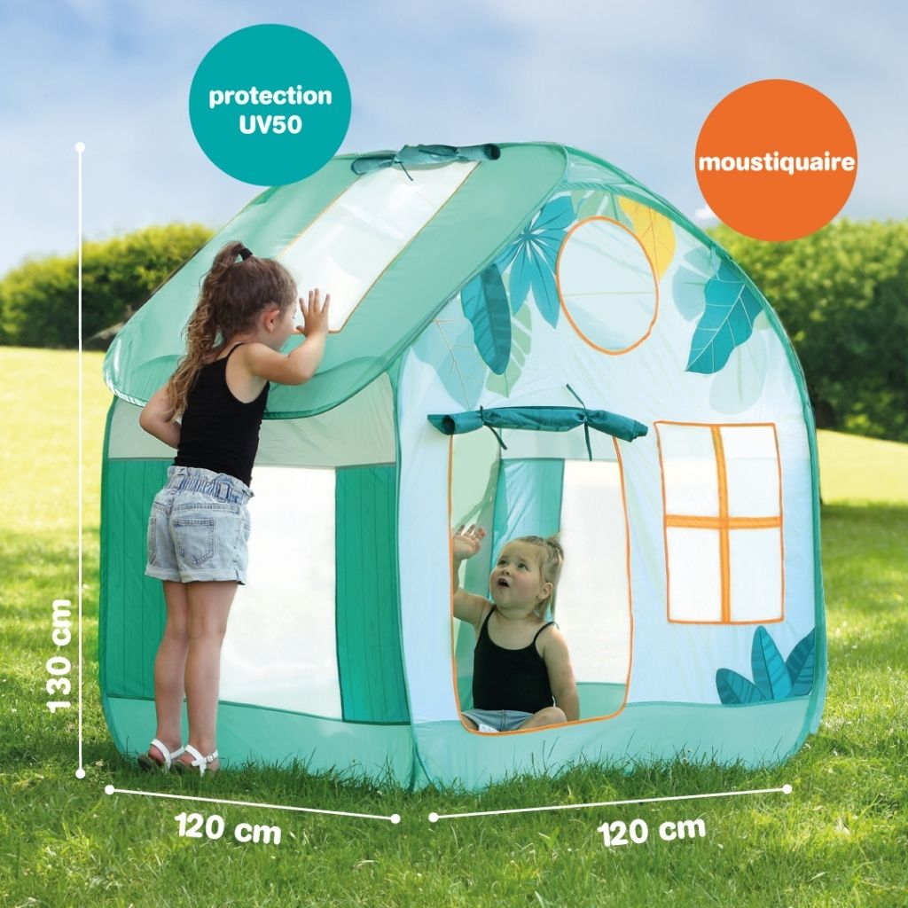 LUDI Pop Up Maisonnette verte 120 cm x 120 cm UV50