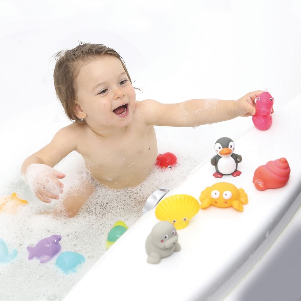 LUDI Jouets de bain sur le thème de la mer multicolores – 12 pièces