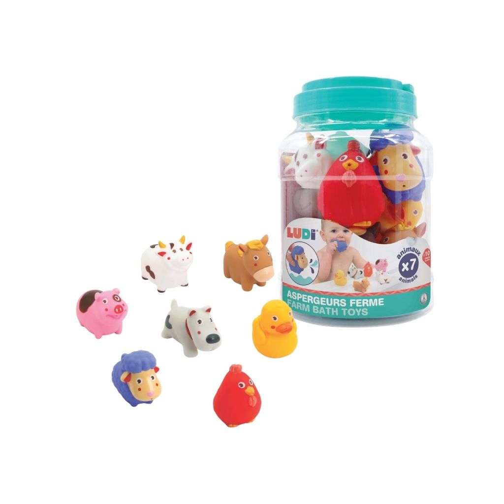 LUDI Jouets de bain sur le thème de la ferme multicolores – 7 pièces