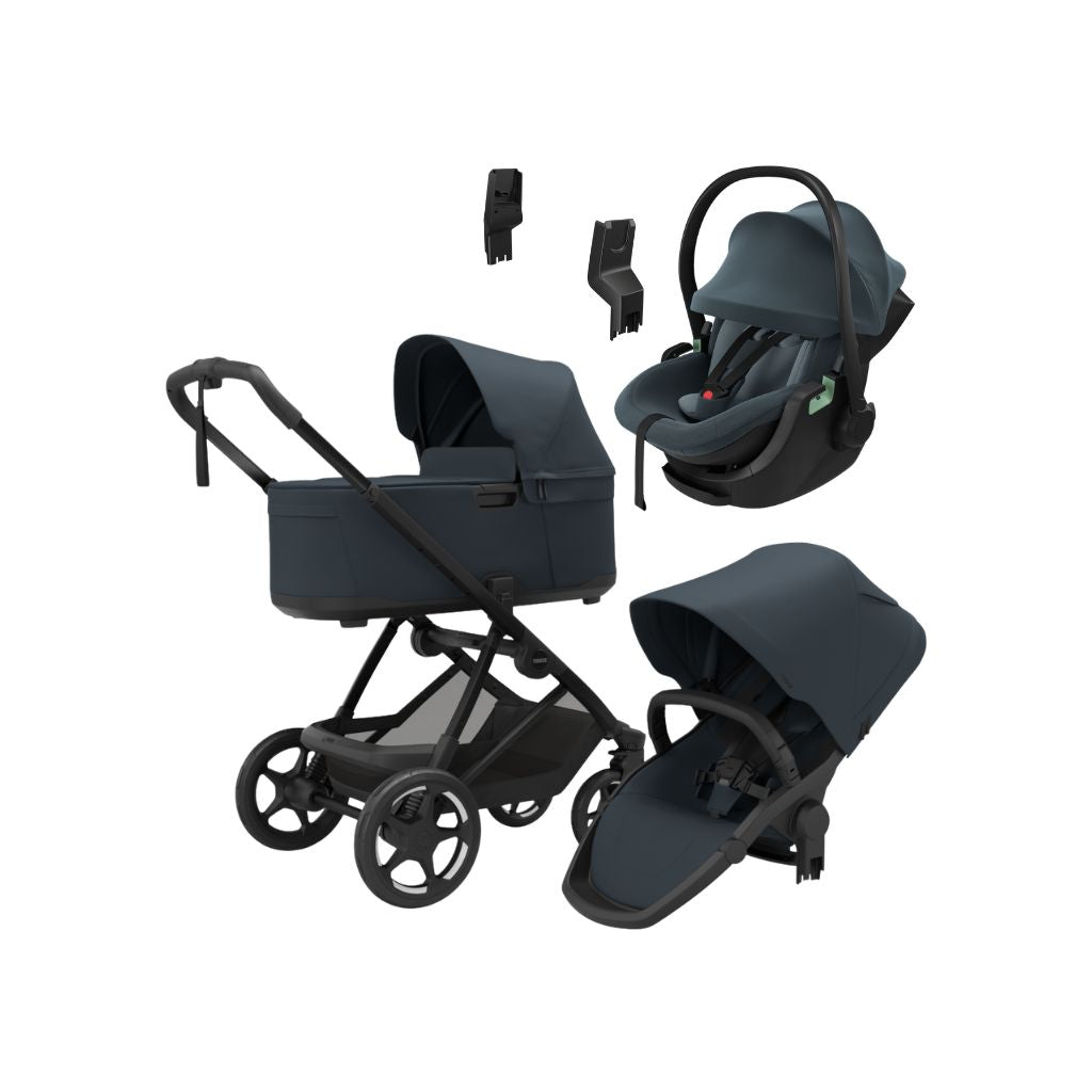 Thule Pousette 3 en 1 Charm Darkest Blue + Nacelle Darkest Blue + Siège-auto Groupe 0+ Maple Darkest Blue + Adaptateur pour siège-auto