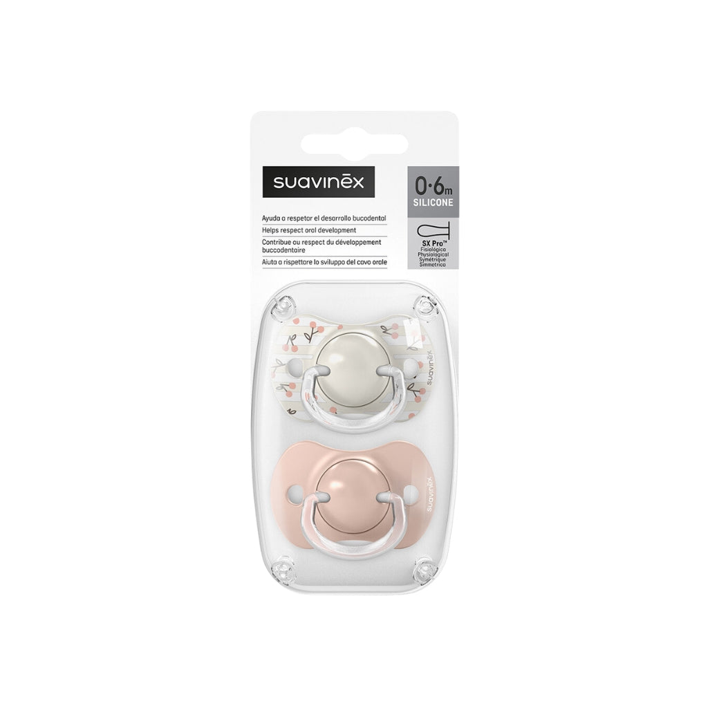 Suavinex Sucette Physiologique SX Pro 0-6 Mois Birdies En Silicone Rose - 2 pièces