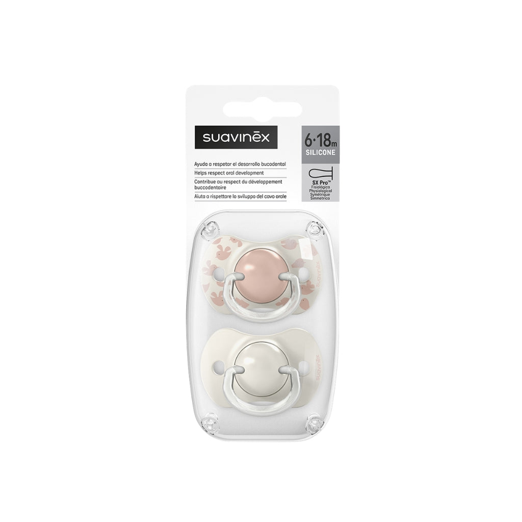Suavinex Fysiologische Fopspeen SX Pro 6-18m Birdies Silicoon Roze - 2 stuks