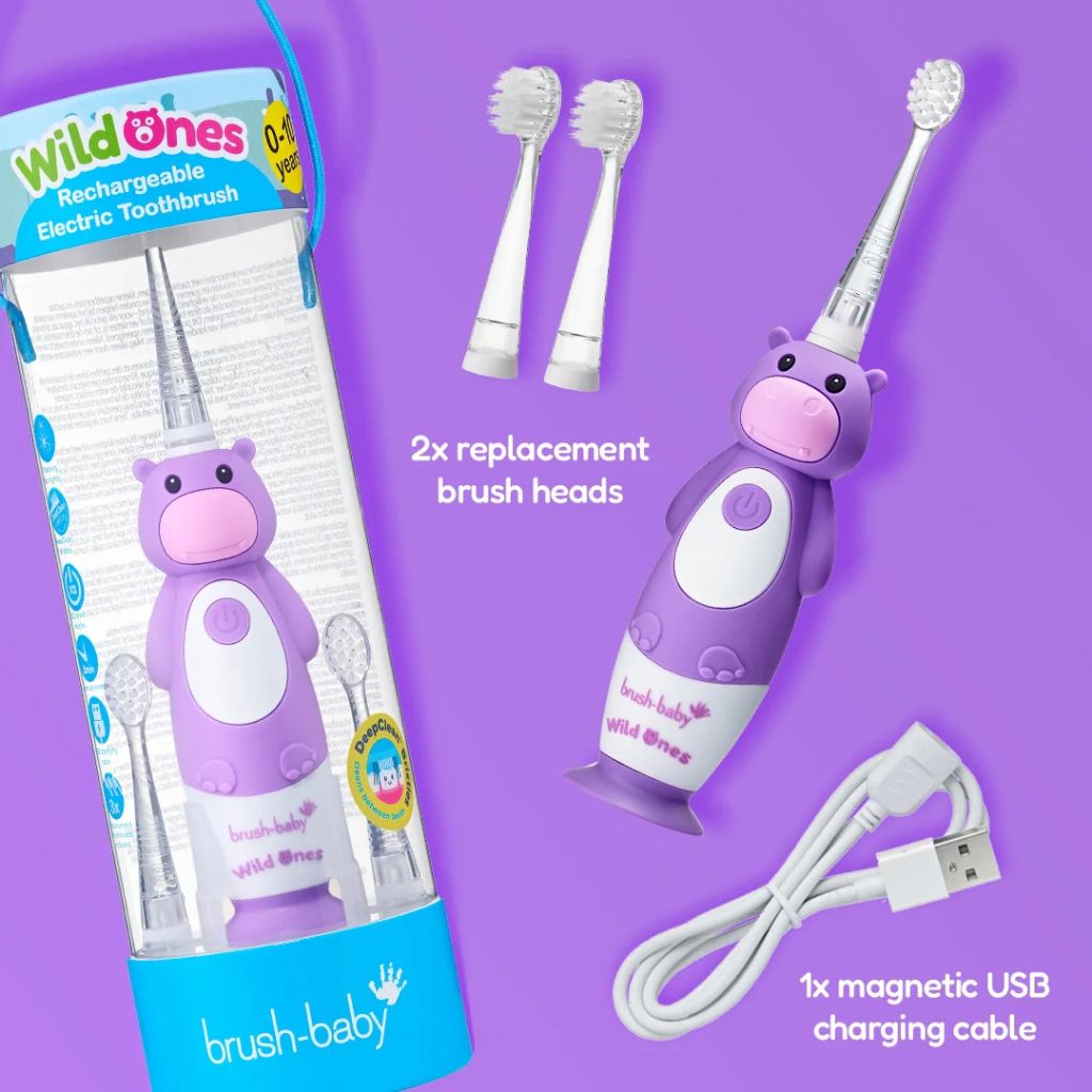 brush-baby Brosse à dents électrique WildOnes™ Holly l'hippopotame 0-10 ans