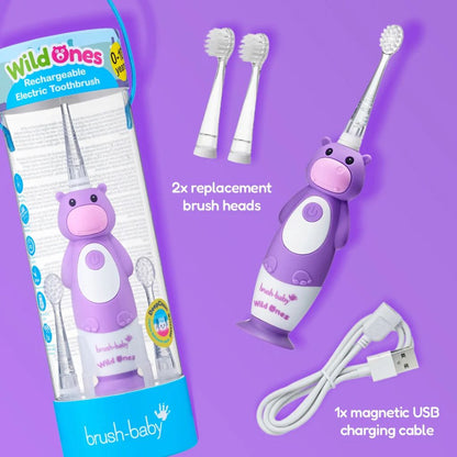 brush-baby Brosse à dents électrique WildOnes™ Holly l'hippopotame 0-10 ans