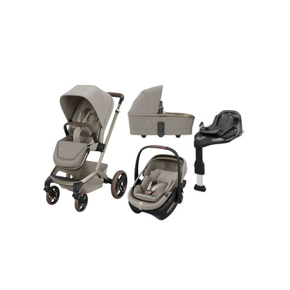 Maxi-Cosi 3-en-1 Poussette Fame Sapphire Sand + Nacelle + Coral Slide Sapphire Sand + Base Familyfix Slide Pro