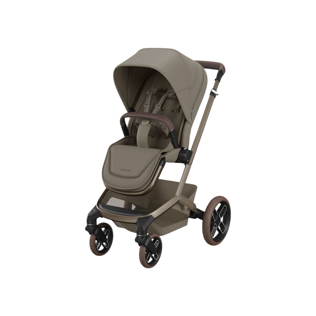 Maxi-Cosi 3-in-1 Kinderwagen Fame Oak Truffle + Draagmand + Pebble Slide Pro Oak Truffle + Basis Familyfix Slide Pro