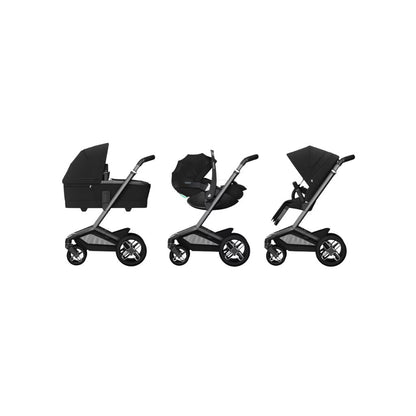 Maxi-Cosi 3-in-1 Kinderwagen Fame Onyx Black + Draagmand + Pebble Slide Pro Onyx Black + Basis Familyfix Slide Pro