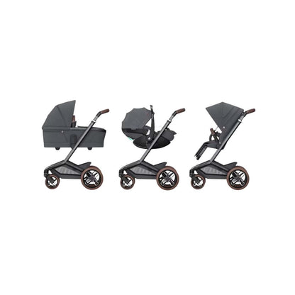 Maxi-Cosi 3-in-1 Kinderwagen Fame Moon Graphite + Draagmand + Pebble Slide Pro Moon Graphite + Basis Familyfix Slide Pro