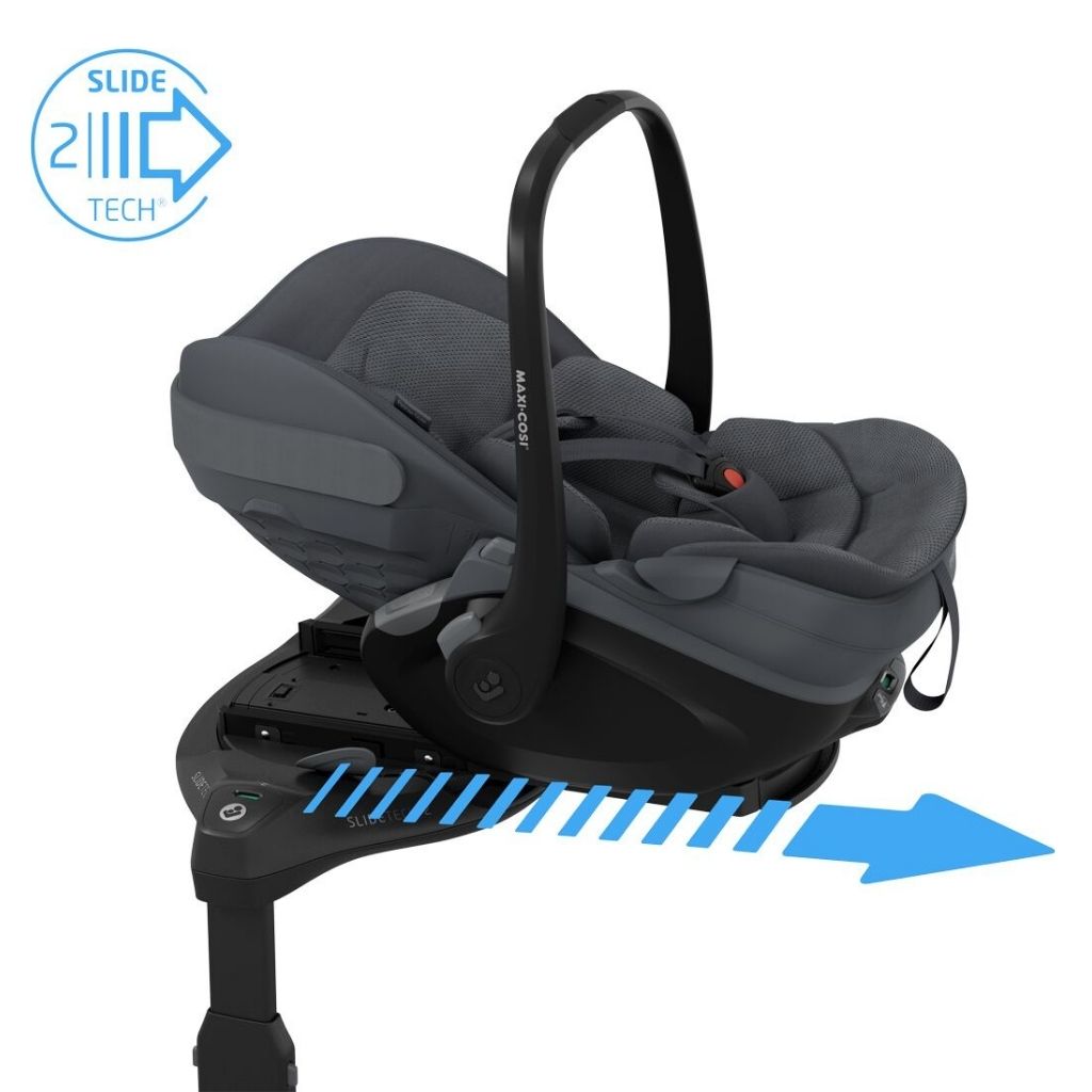 Maxi-Cosi 3-in-1 Kinderwagen Fame Moon Graphite + Draagmand + Pebble Slide Pro Moon Graphite + Basis Familyfix Slide Pro