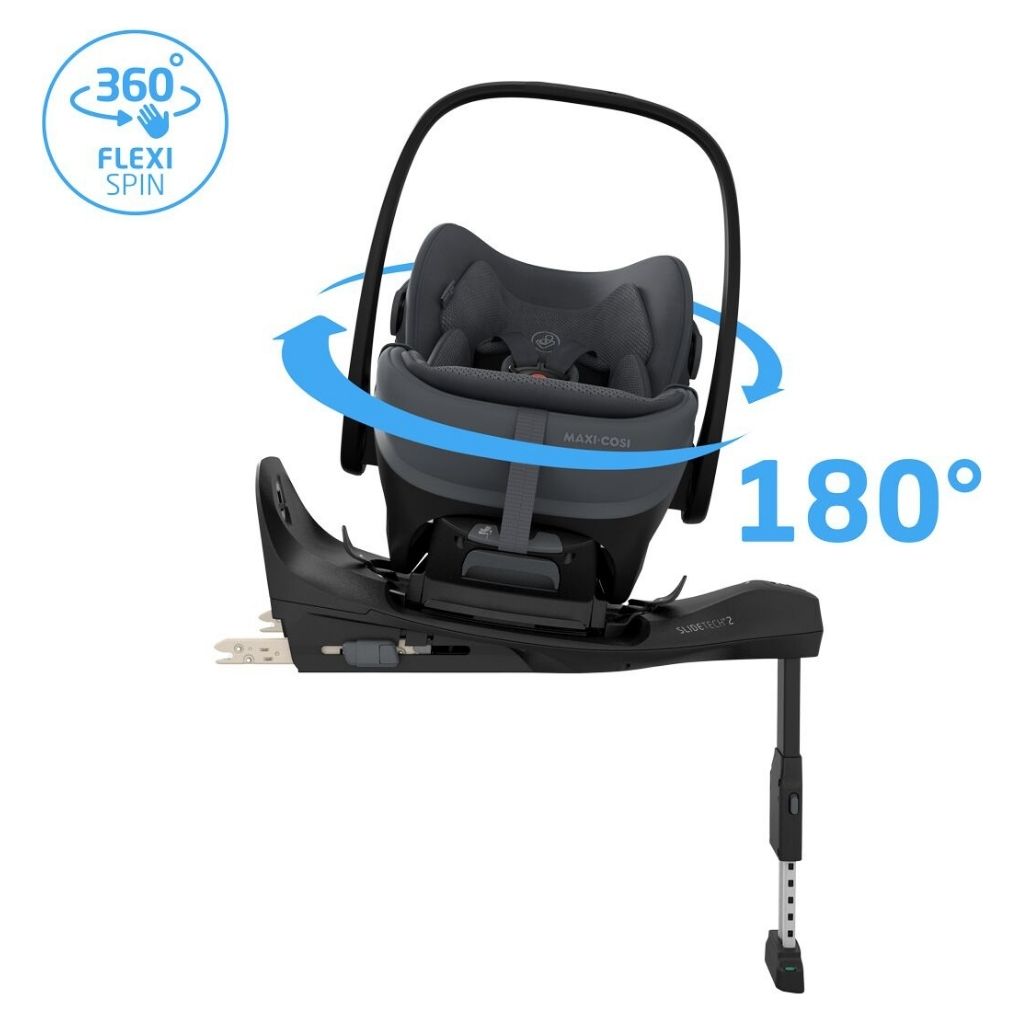 Maxi-Cosi 3-in-1 Kinderwagen Fame Moon Graphite + Draagmand + Pebble Slide Pro Moon Graphite + Basis Familyfix Slide Pro