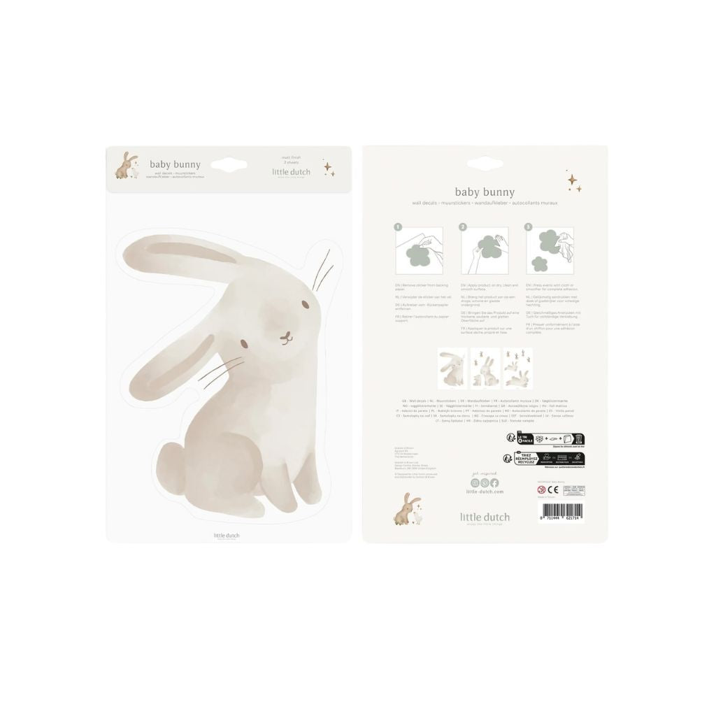 Little Dutch Muursticker Newborn Naturals Baby Bunny A4 - 3 stuks