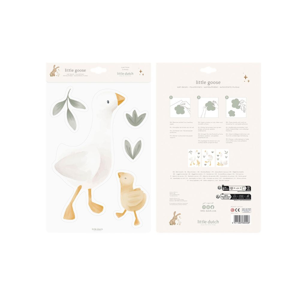 Little Dutch Muursticker Newborn Naturals Little Goose A4 - 3 stuks