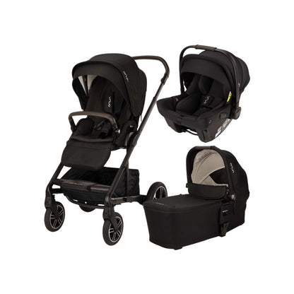 Nuna 3-in-1 Kinderwagen Mixx Next Caviar-Chocolate + Draagmand Caviar + Draagbare autostoel Groep 0+ Pipa Urbn Caviar